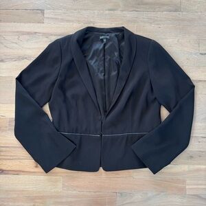 Eileen Fisher Black Blazer with Leather Detail Size S
